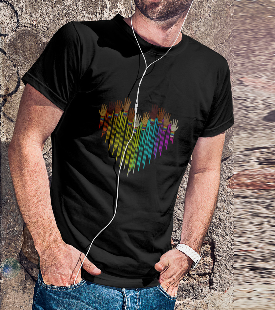 Come Together Hands Diversity Heart Rainbow Colors T-Shirt