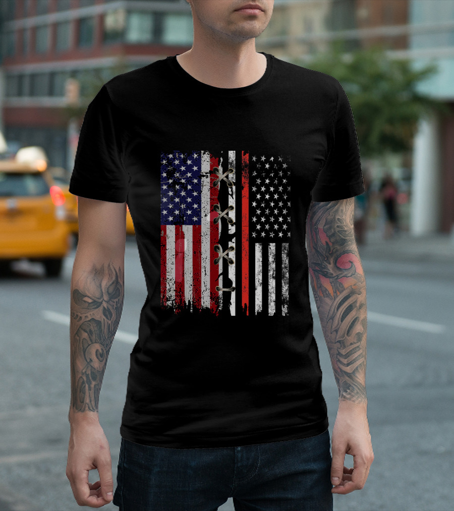 American Flag Thin Red Line Lace T-Shirt