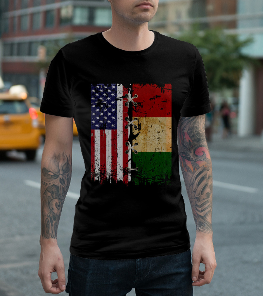 American Italian Flags United In T-Shirt