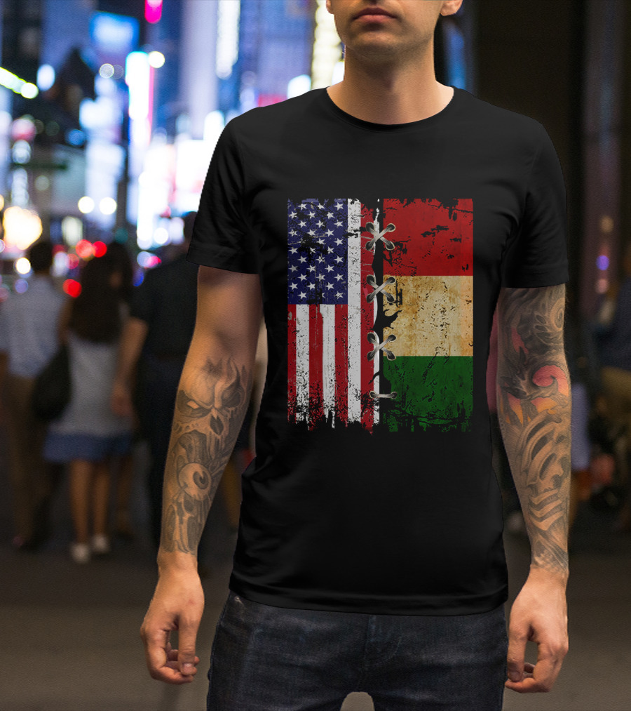 American Italian Flags United In T-Shirt