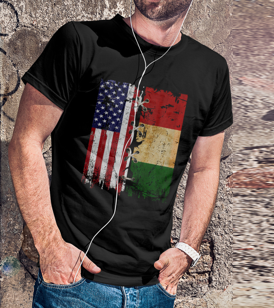 American Italian Flags United In T-Shirt