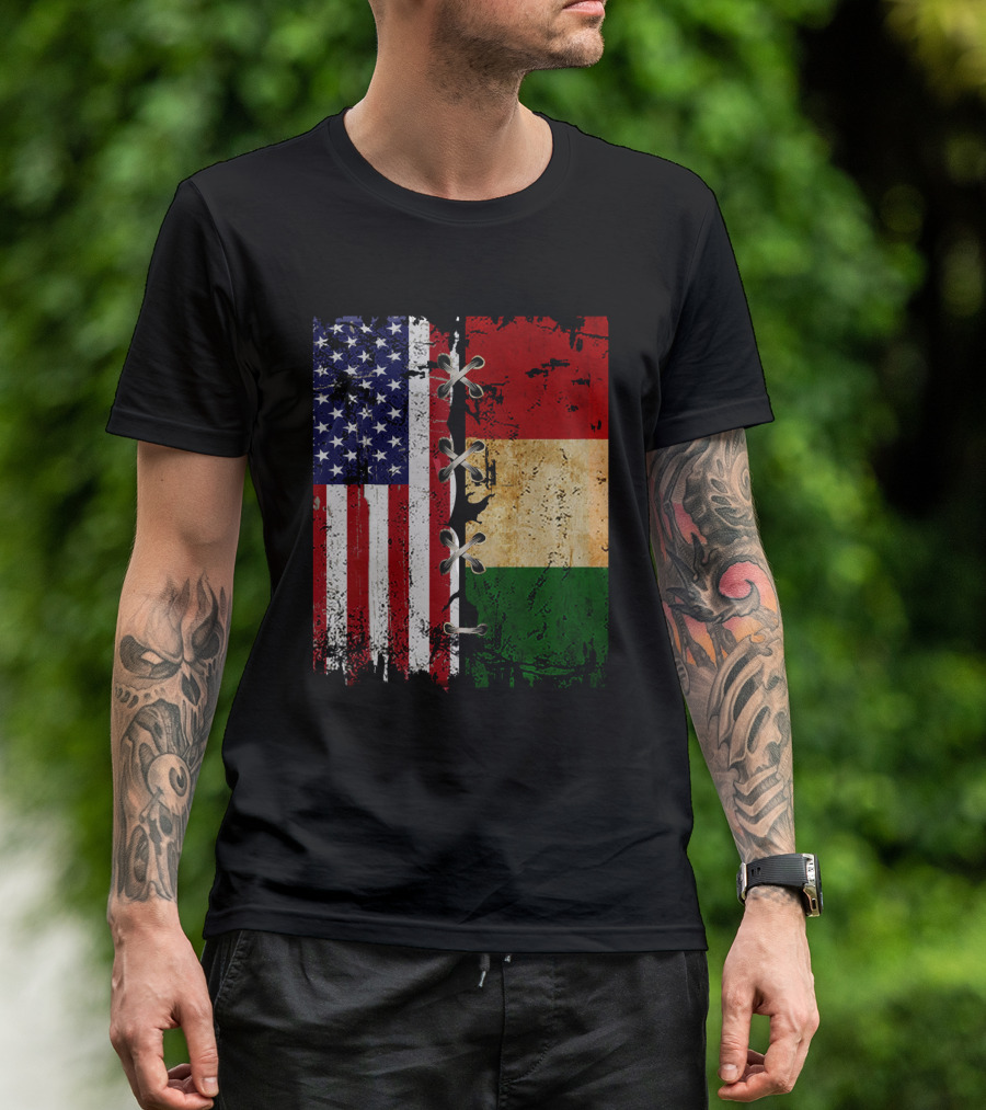 American Italian Flags United In T-Shirt