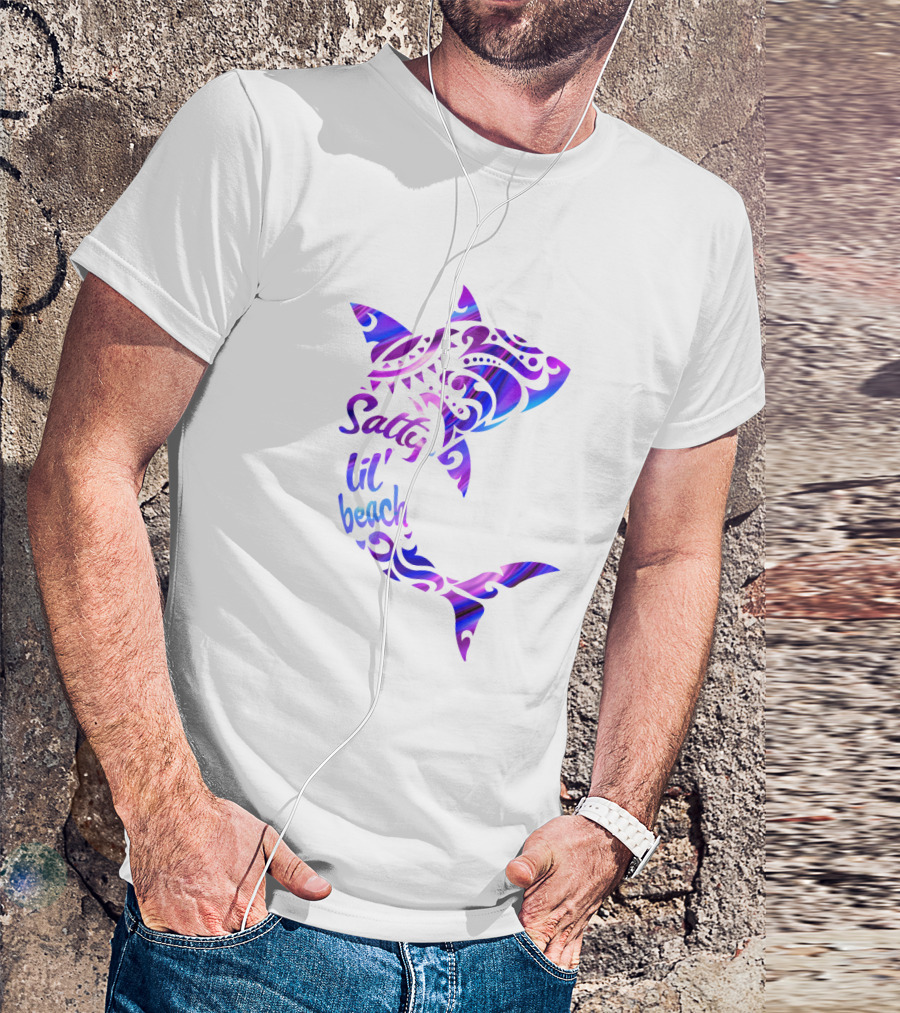 Salty Lil' Beach Shark Polynesian Tribal T-Shirt