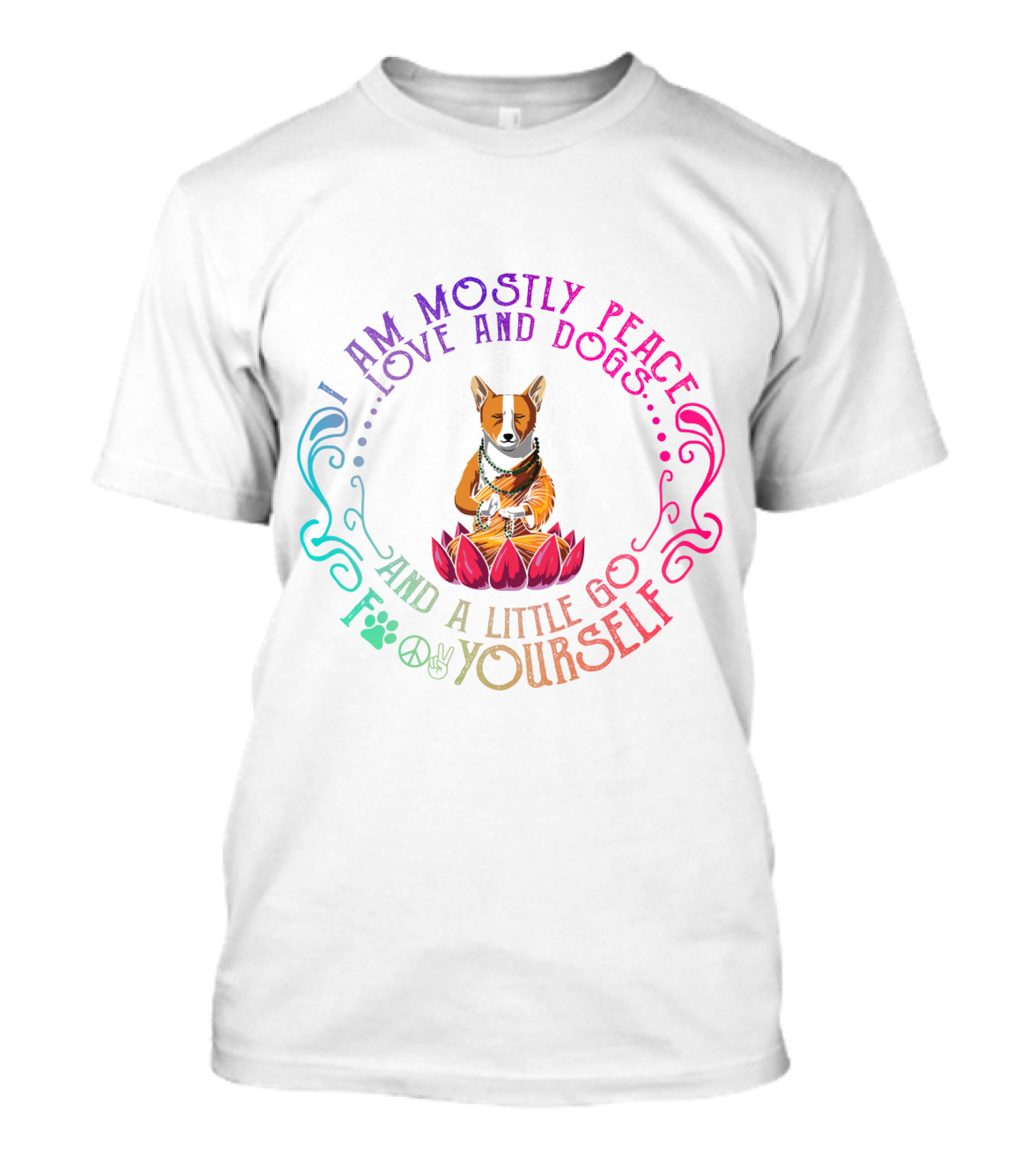 I Am Mostly Peace Love And Dogs And A Little Go F Yourself Corgi Yoga T-Shirt