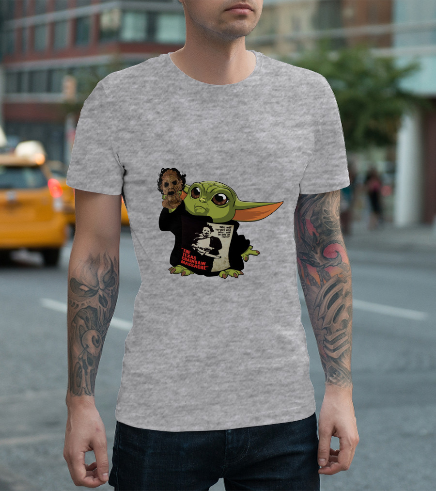 Baby Yoda Texas Chainsaw Massacre Mashup T-Shirt