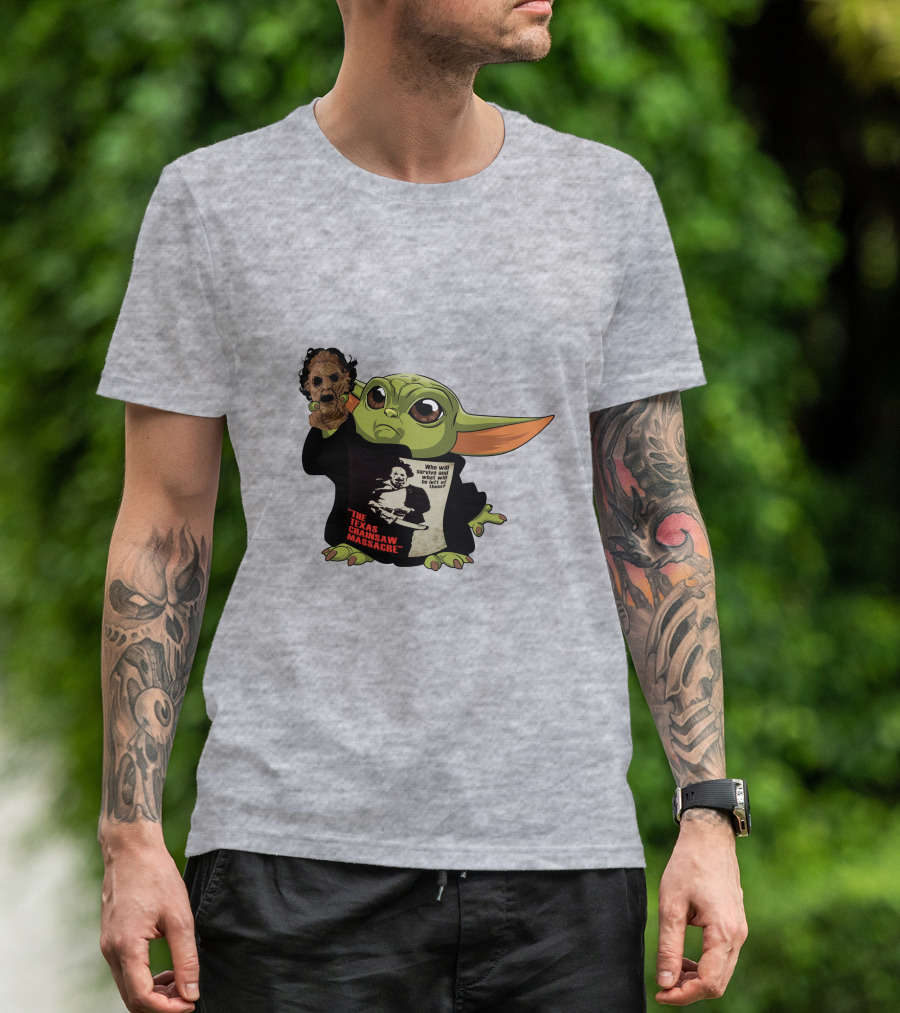 Baby Yoda Texas Chainsaw Massacre Mashup T-Shirt