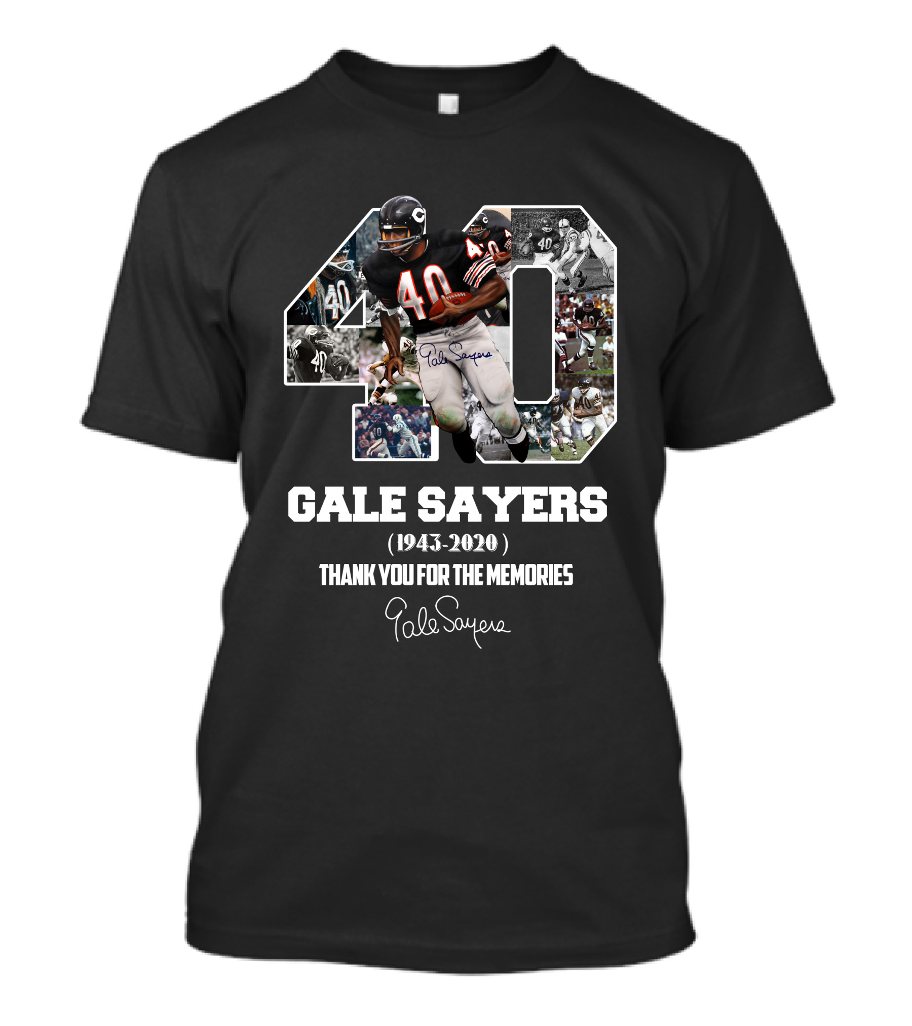 Gale Sayers 40 (1943-2020) Thank You For The Memories T-Shirt