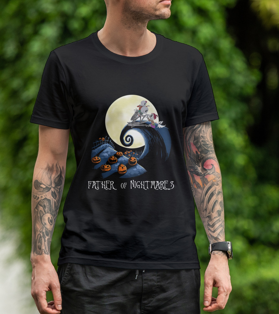 Father Of Nightmares Halloween Pumpkin Crescent Moon Scene T-Shirt
