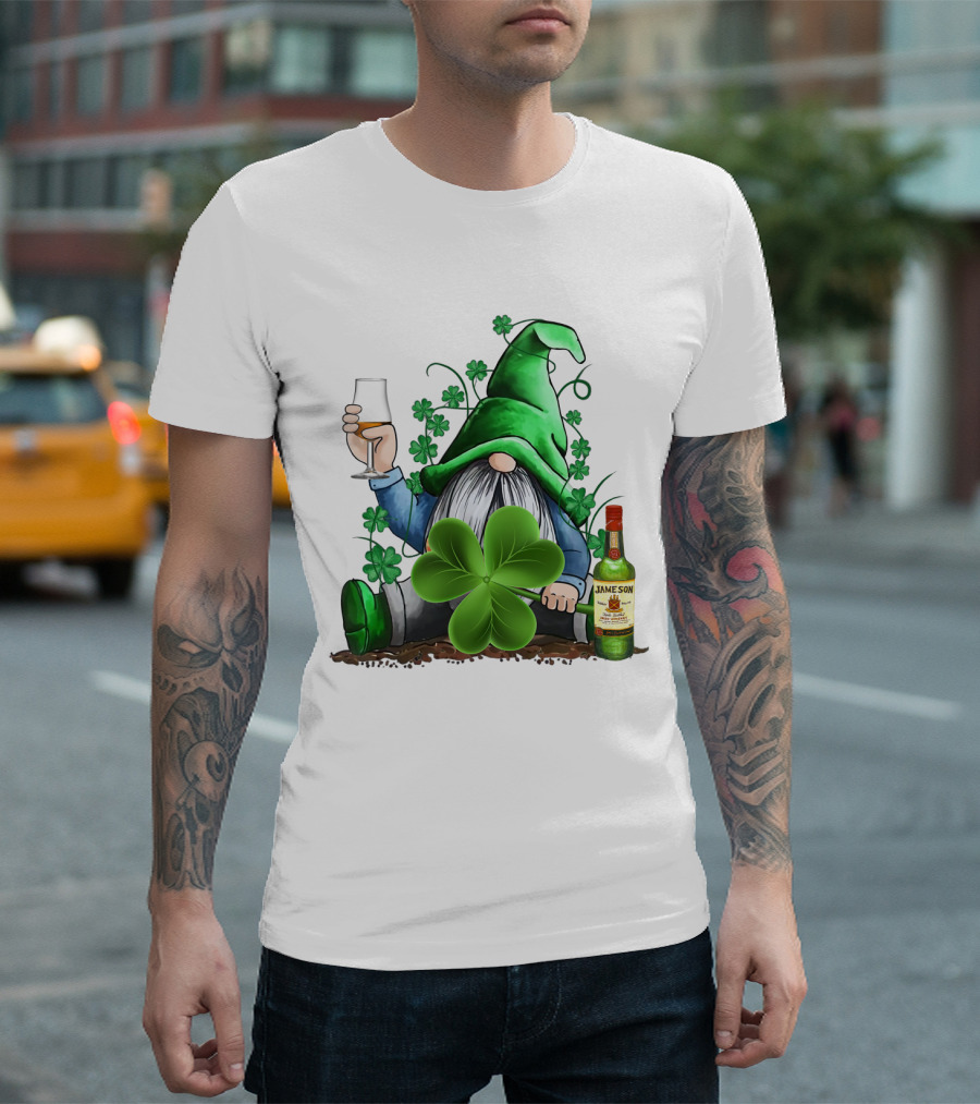 J A M E S O N Irish Gnome with Shamrocks and Whiskey T-Shirt