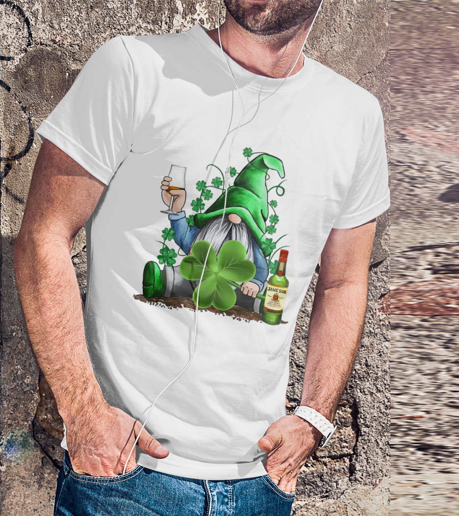 J A M E S O N Irish Gnome With Shamrocks And Whiskey T-Shirt