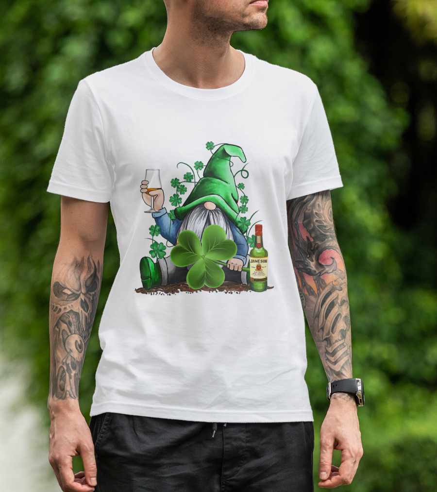 J A M E S O N Irish Gnome With Shamrocks And Whiskey T-Shirt