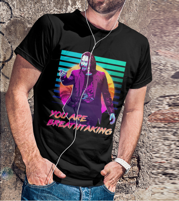 You Are Breathtaking Retro Neon Sunset Palm Trees T-Shirt