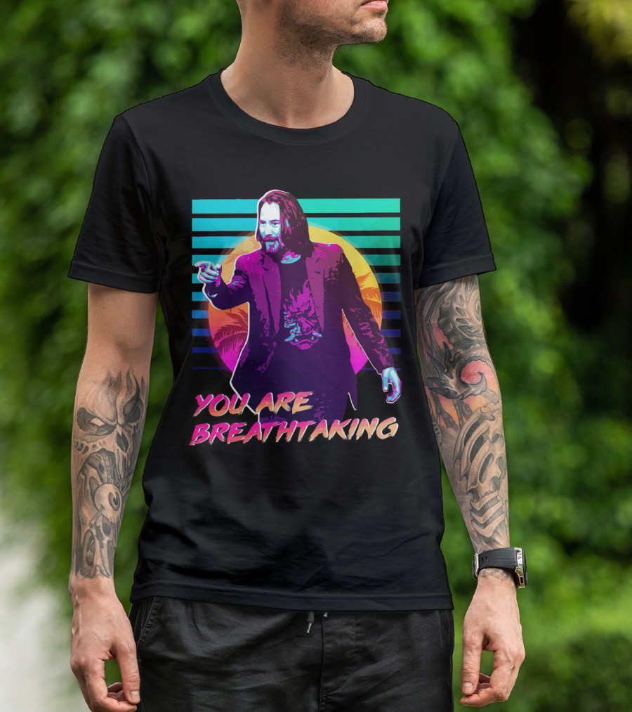 You Are Breathtaking Retro Neon Sunset Palm Trees T-Shirt