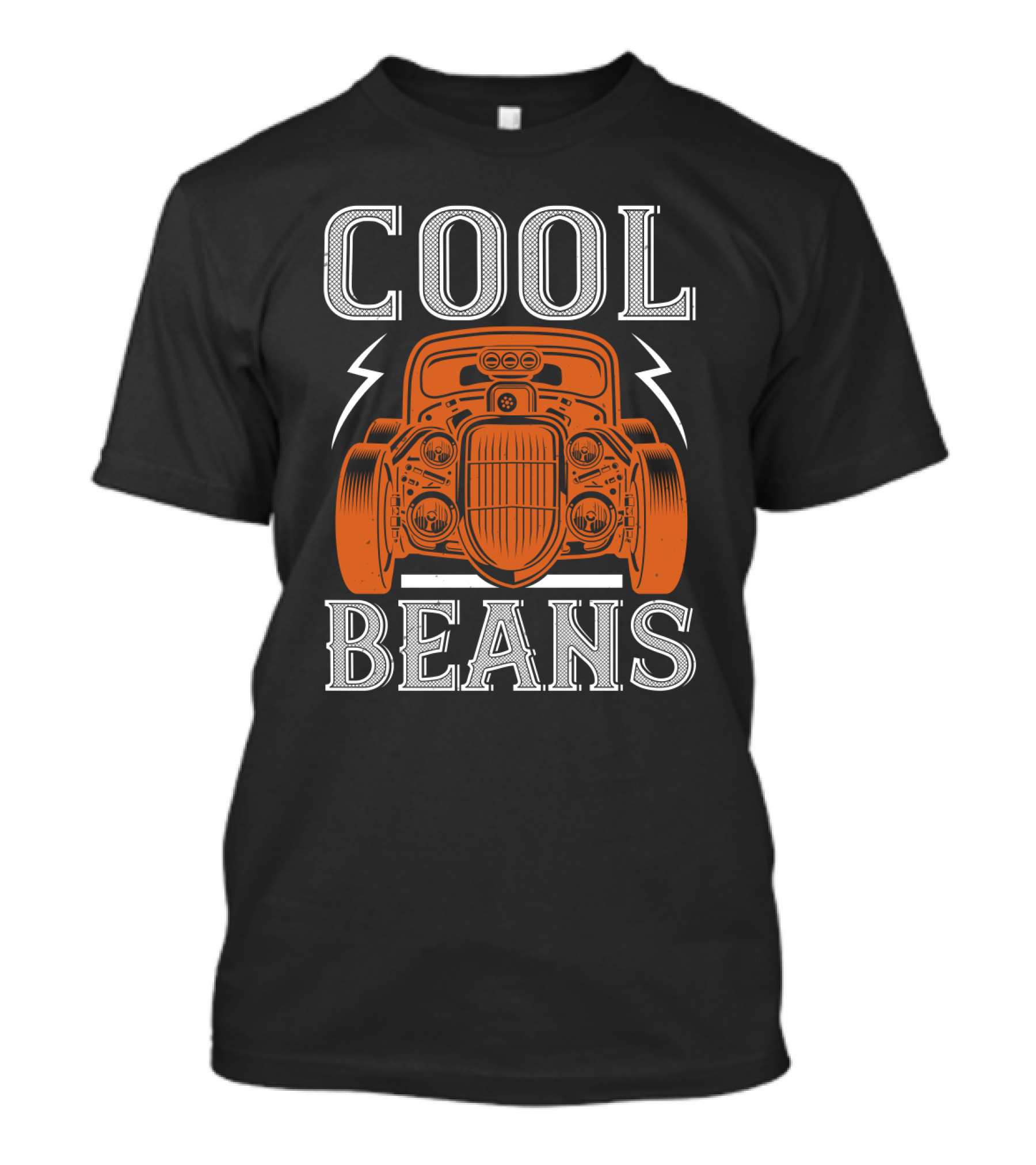 COOL BEANS Orange Vintage Car With Lightning Bolts T-Shirt