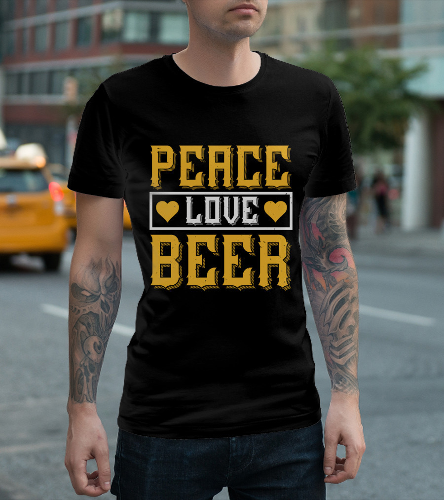 PEACE LOVE BEER HEARTS T-Shirt