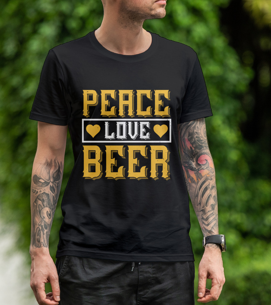 PEACE LOVE BEER HEARTS T-Shirt