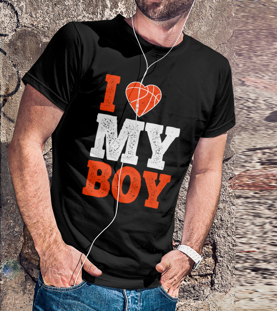 I Love My Boy Basketball Heart T-Shirt
