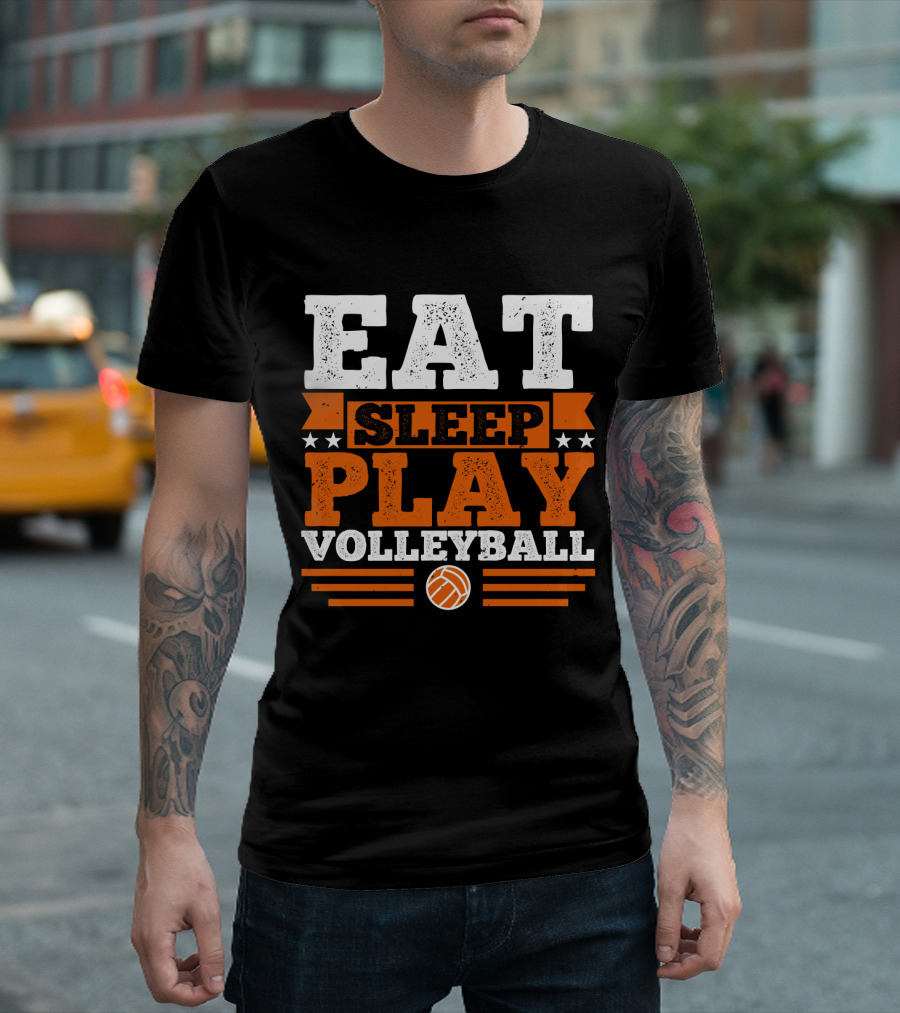 EAT SLEEP PLAY VOLLEYBALL Stars and Volleyball T-Shirt