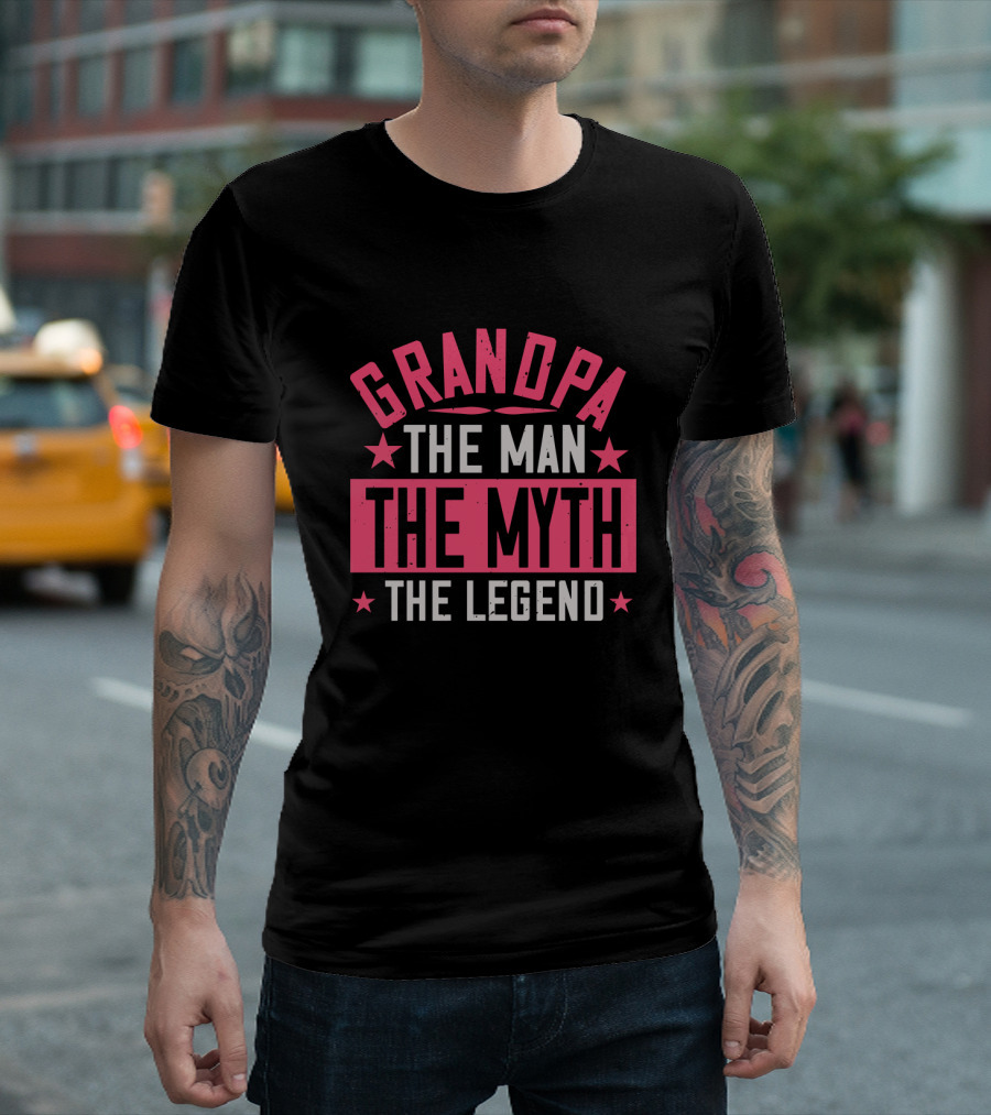 Grandpa The Man The Myth The Legend Bold Star Emblem T-Shirt
