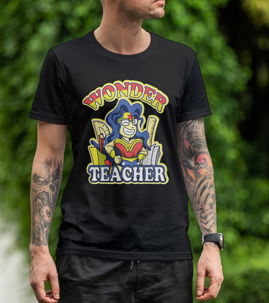 Wonder Teacher Superhero Parody With Classroom Tools T-Shirt