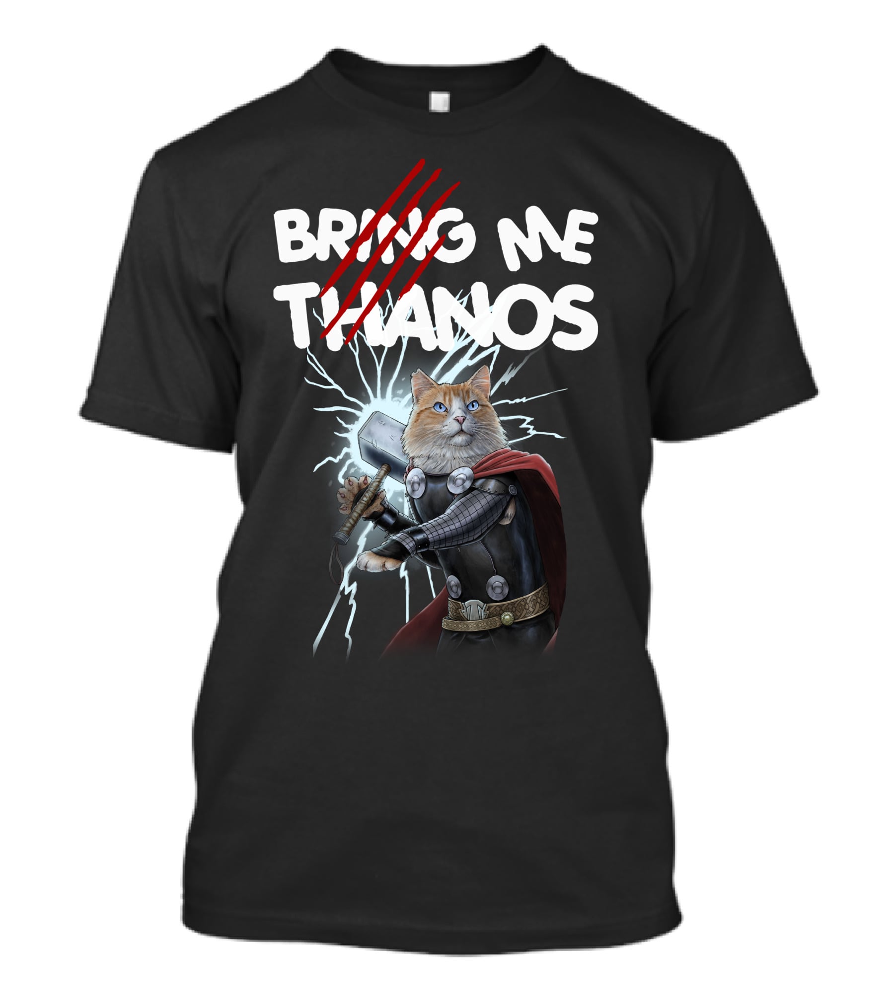 Bring Me Thanos Cat With Hammer And Lightning T-Shirt