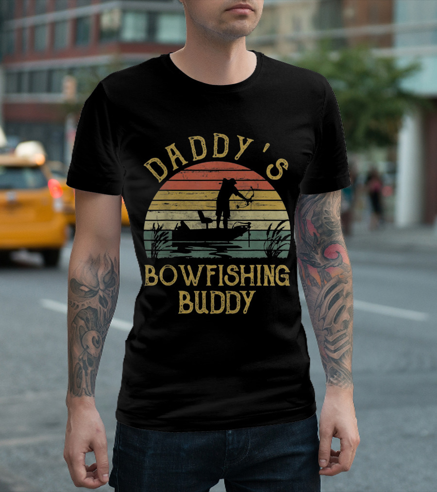 Daddy's Bowfishing Buddy Sunset Boat Adventure T-Shirt