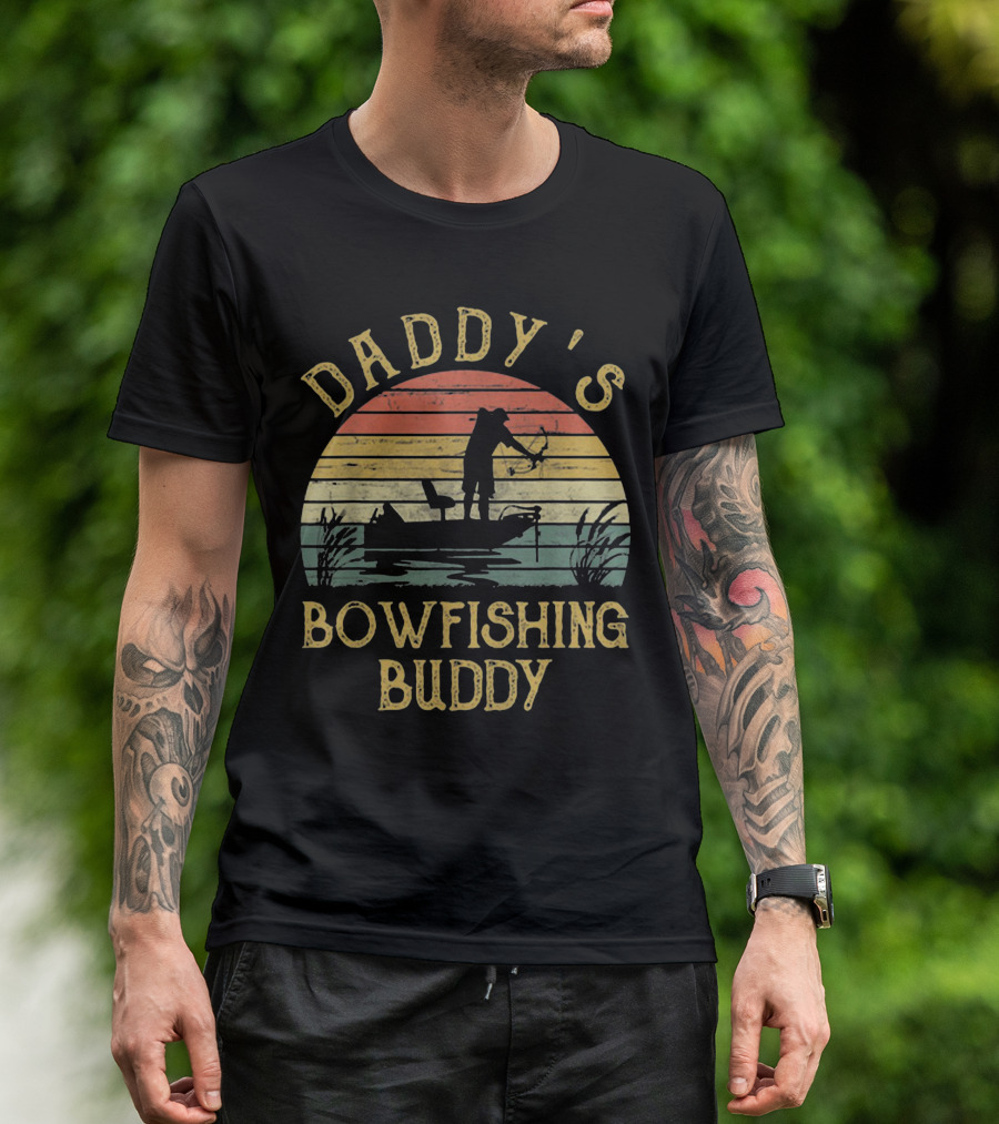 Daddy's Bowfishing Buddy Sunset Boat Adventure T-Shirt