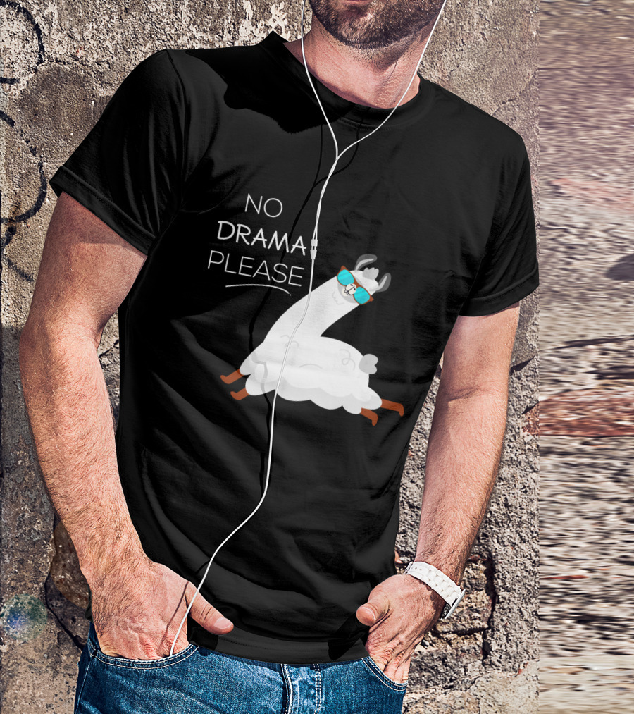 No Drama Please Cool Llama With Sunglasses T-Shirt