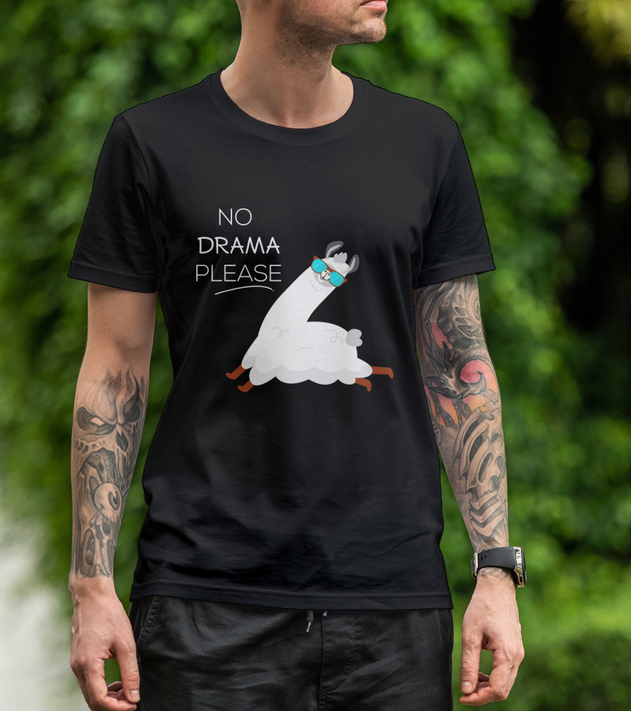 No Drama Please Cool Llama With Sunglasses T-Shirt
