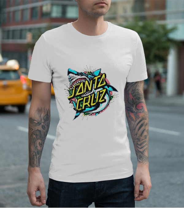 Santa Cruz Fierce Shark Graphic With Dynamic Text Burst T-Shirt