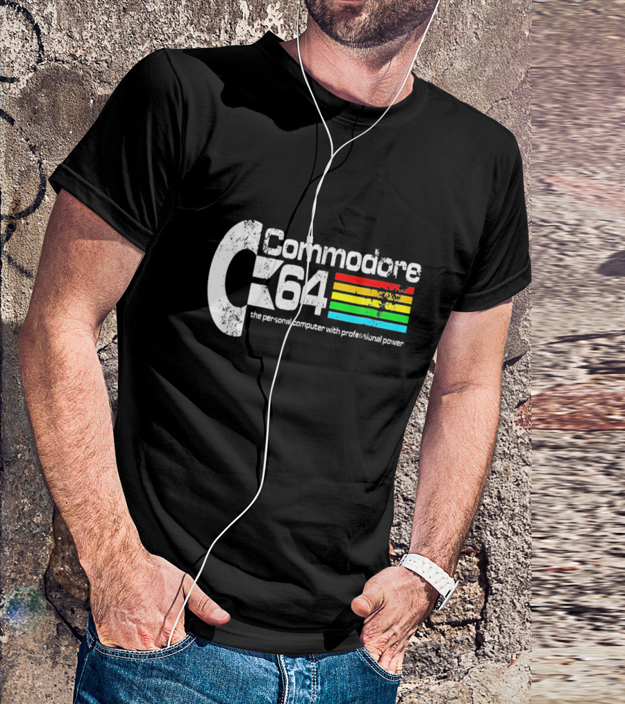 Commodore 64 The Personal Computer With Professional Power Retro Logo Textured T-Shirt