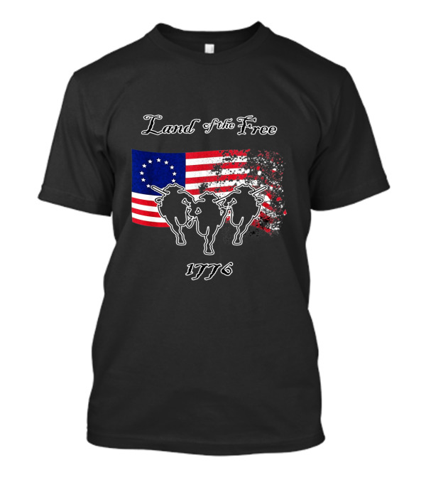 Land Of The Free Betsy Ross Flag 1776 With Revolutionary Riders T-Shirt