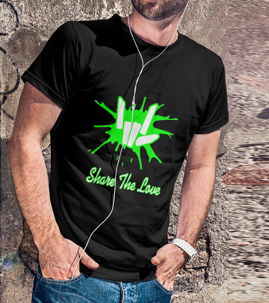 Share The Love Hand Sign Neon Green Splash T-Shirt