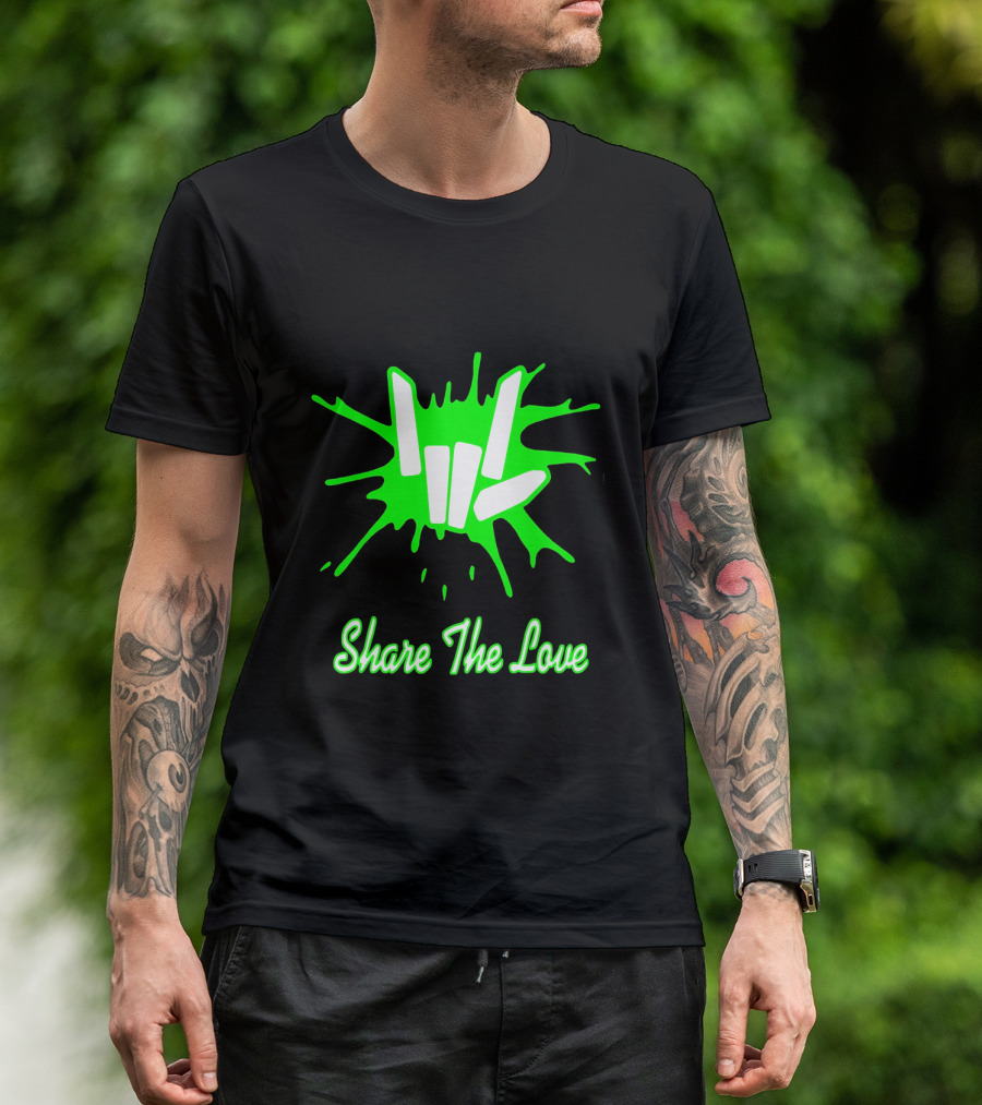 Share The Love Hand Sign Neon Green Splash T-Shirt