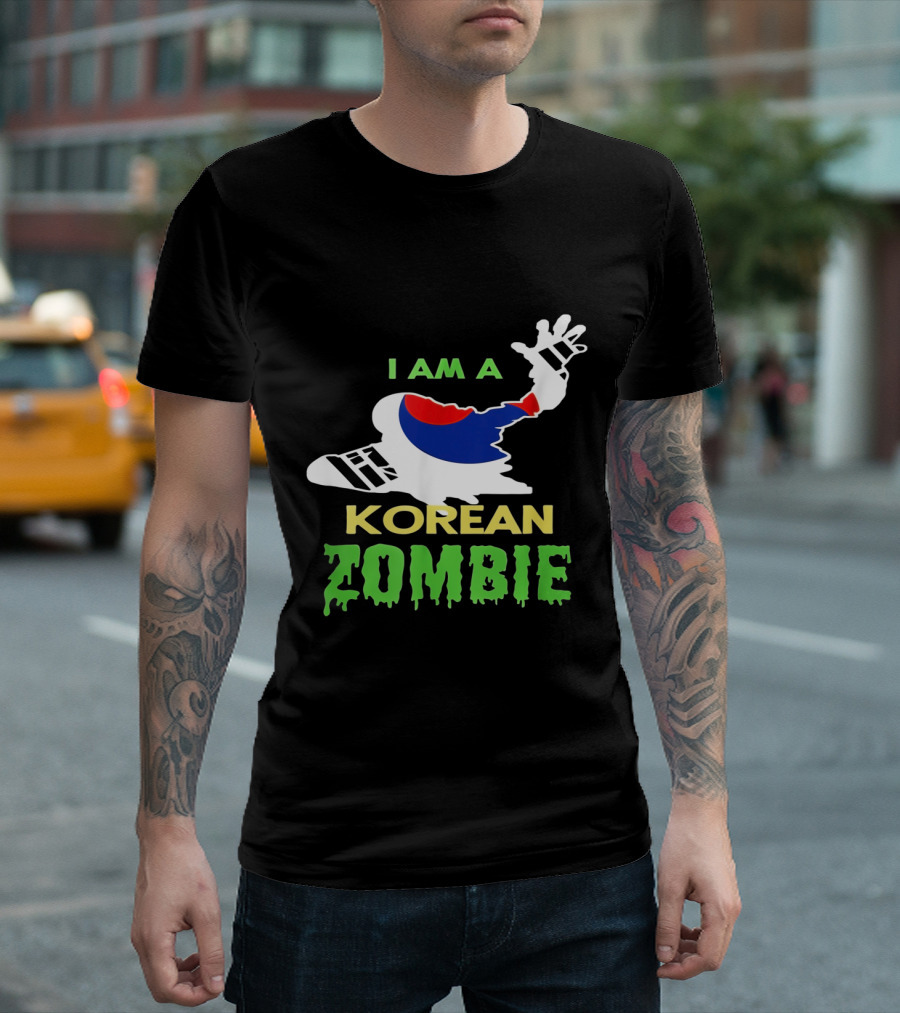 I Am A Korean Zombie Halloween Korean Flag Casual T-Shirt