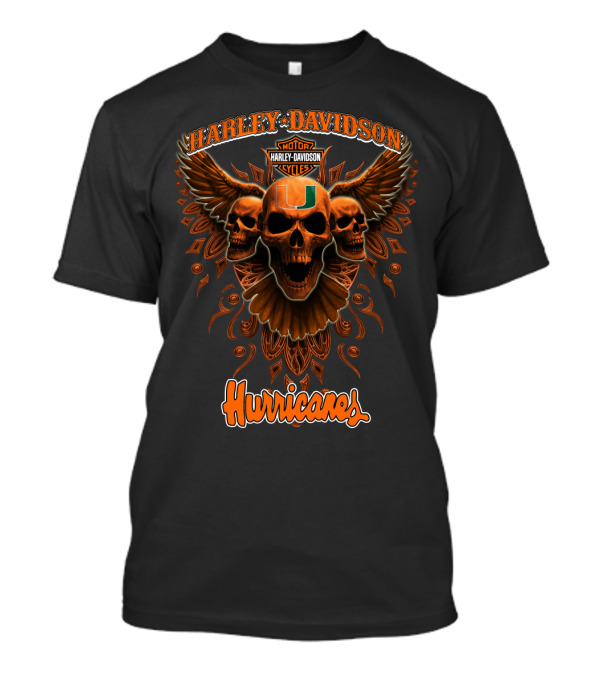 Harley Davidson Miami Hurricanes Skulls Ncaa T-Shirt