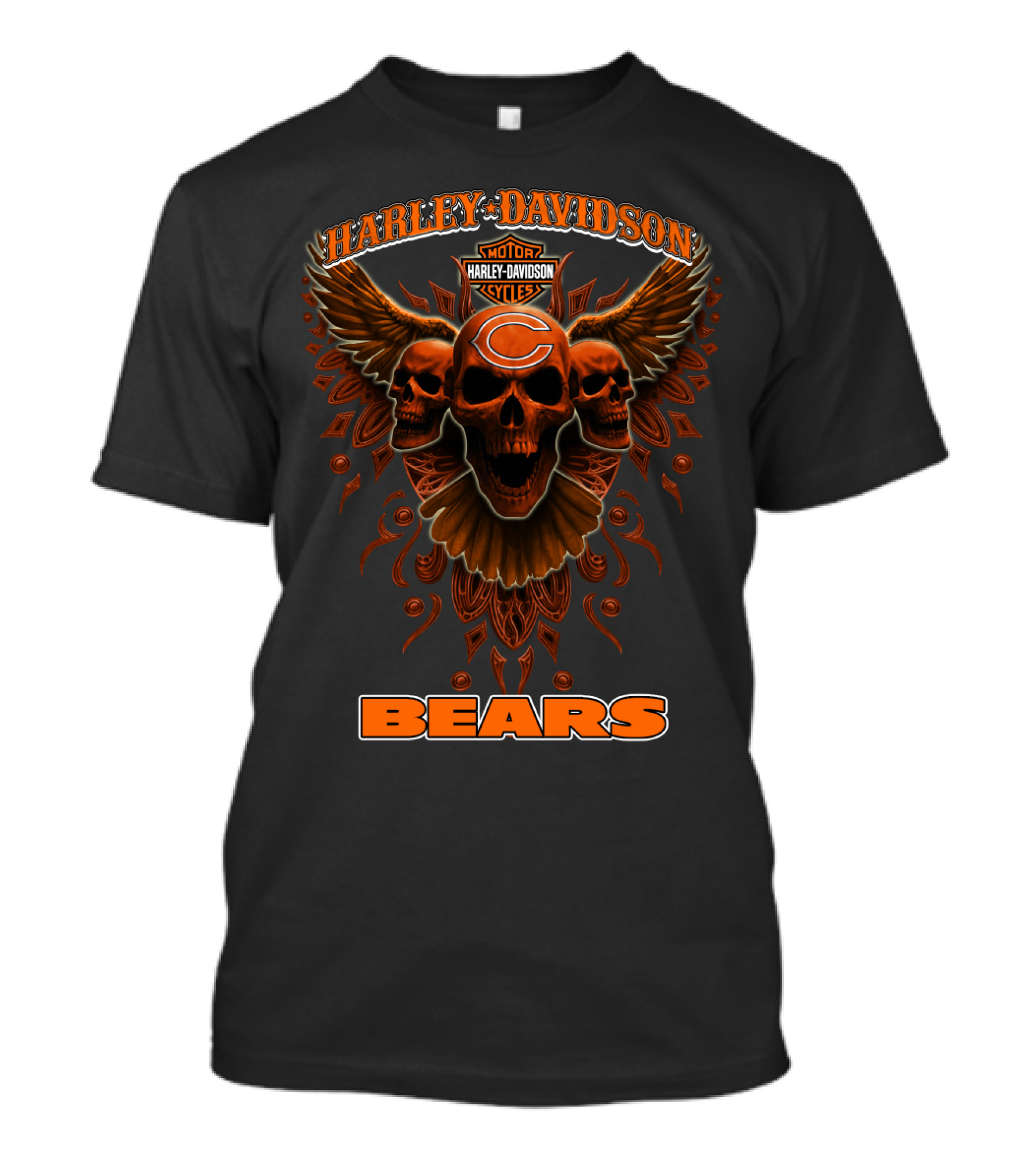 Harley Davidson Chicago Bears Nfl Motor Cycles T-Shirt