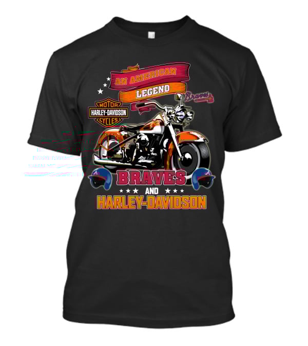 An American Legend Braves And Harley Davidson Motor Cycles T-Shirt