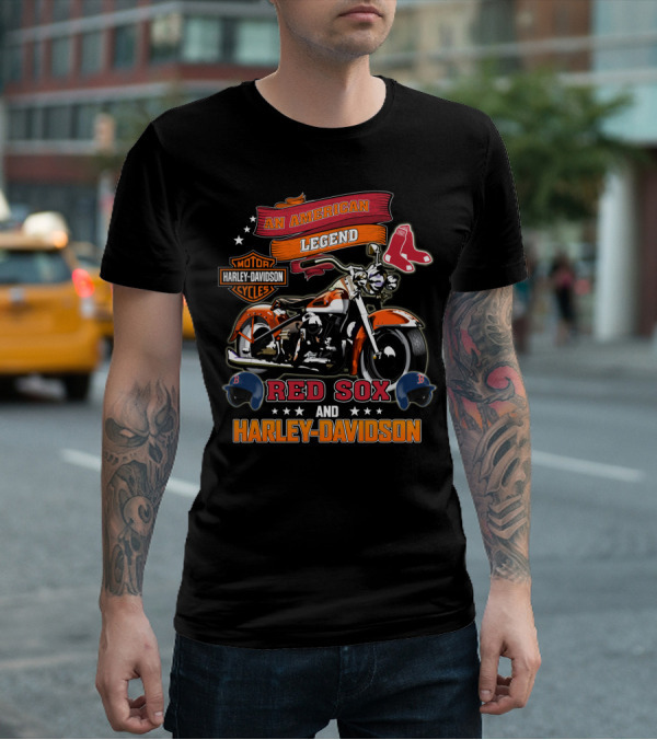 An American Legend Boston Red Sox Harley Davidson Motor Cycles T-Shirt