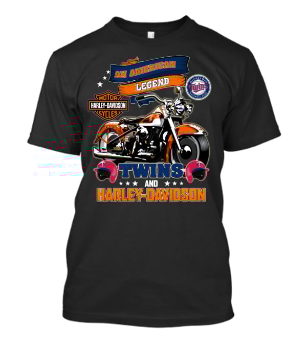 An American Legend Twins Harley Davidson Cycles Minnesota Baseball Club T-Shirt