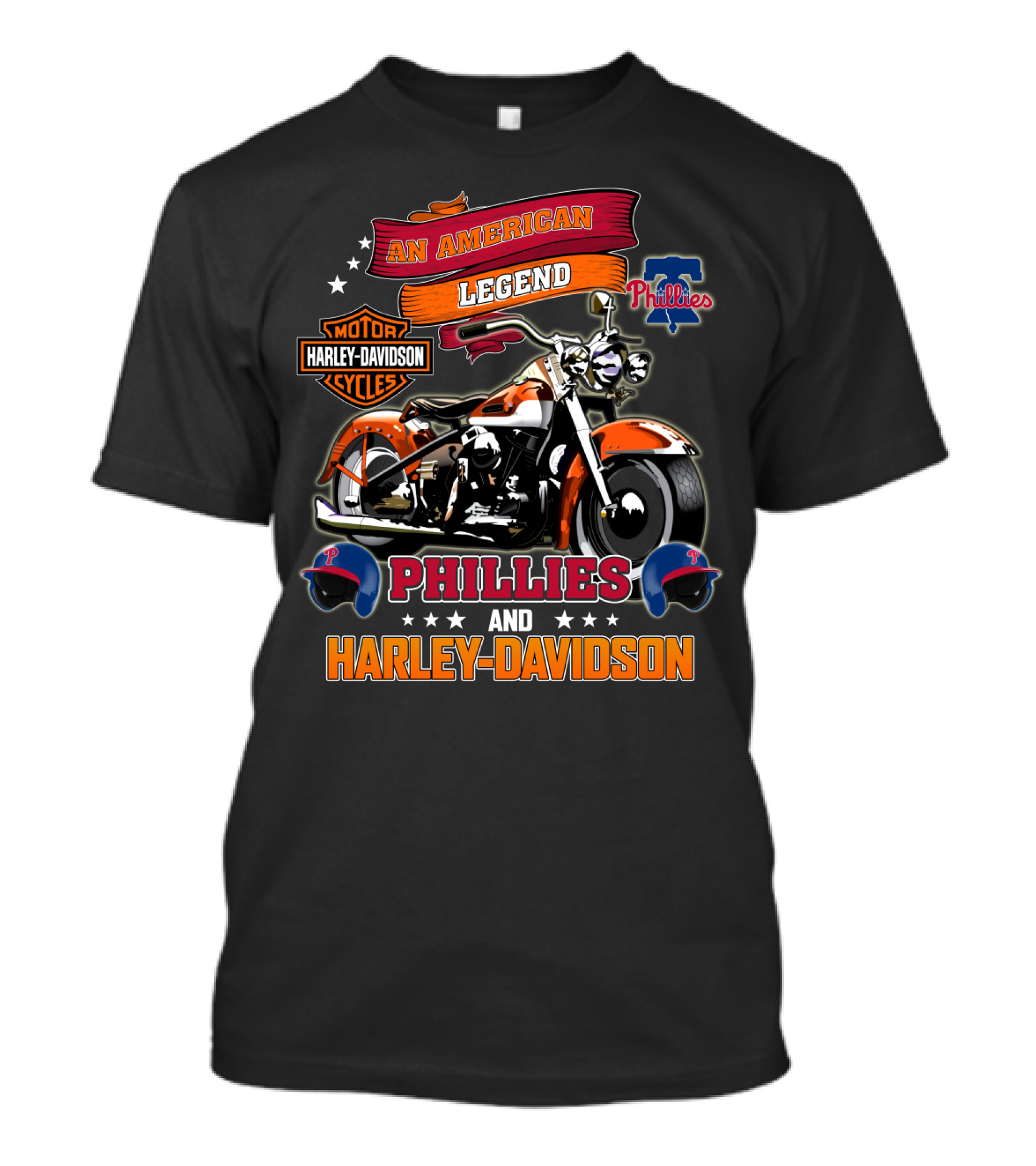 An American Legend Motor Harley Davidson Cycles Phillies And Harley Davidson T-Shirt