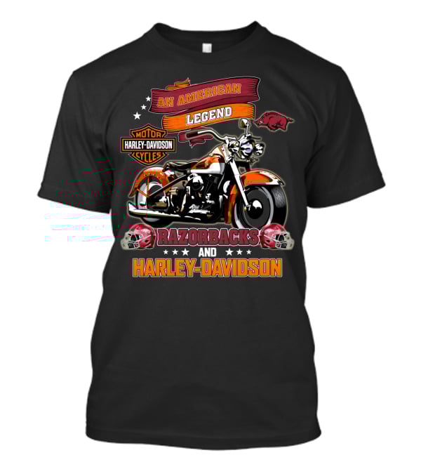 An American Legend Razorbacks And Harley Davidson Motor Cycles T-Shirt