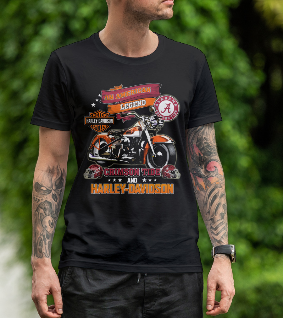An American Legend Alabama Crimson Tide Harley Davidson Motorcycles T-Shirt