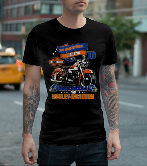 An American Legend Duke Blue Devils And Harley Davidson Motorcycles T-Shirt