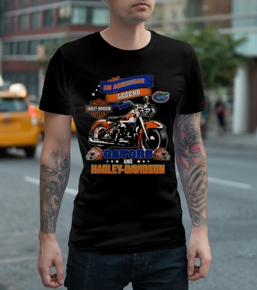 An American Legend Gators And Harley Davidson T-Shirt