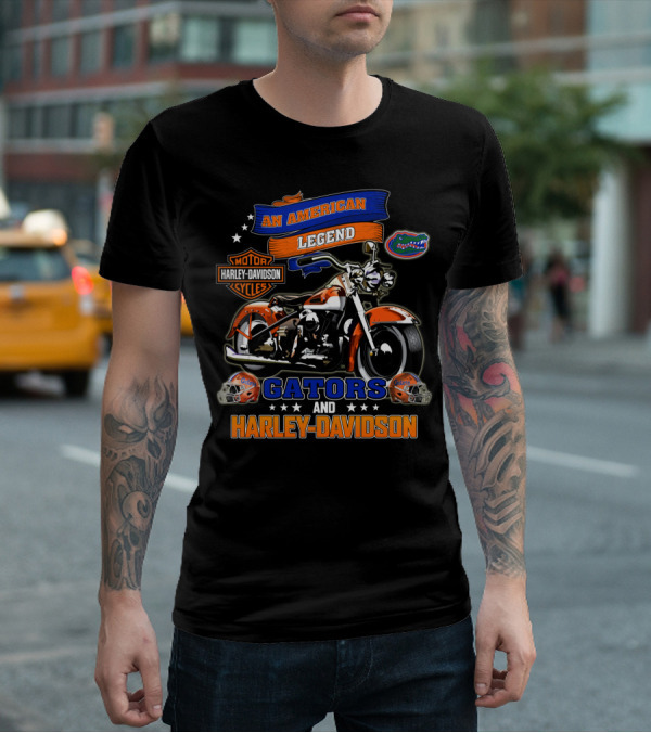 An American Legend Gators And Harley Davidson T-Shirt