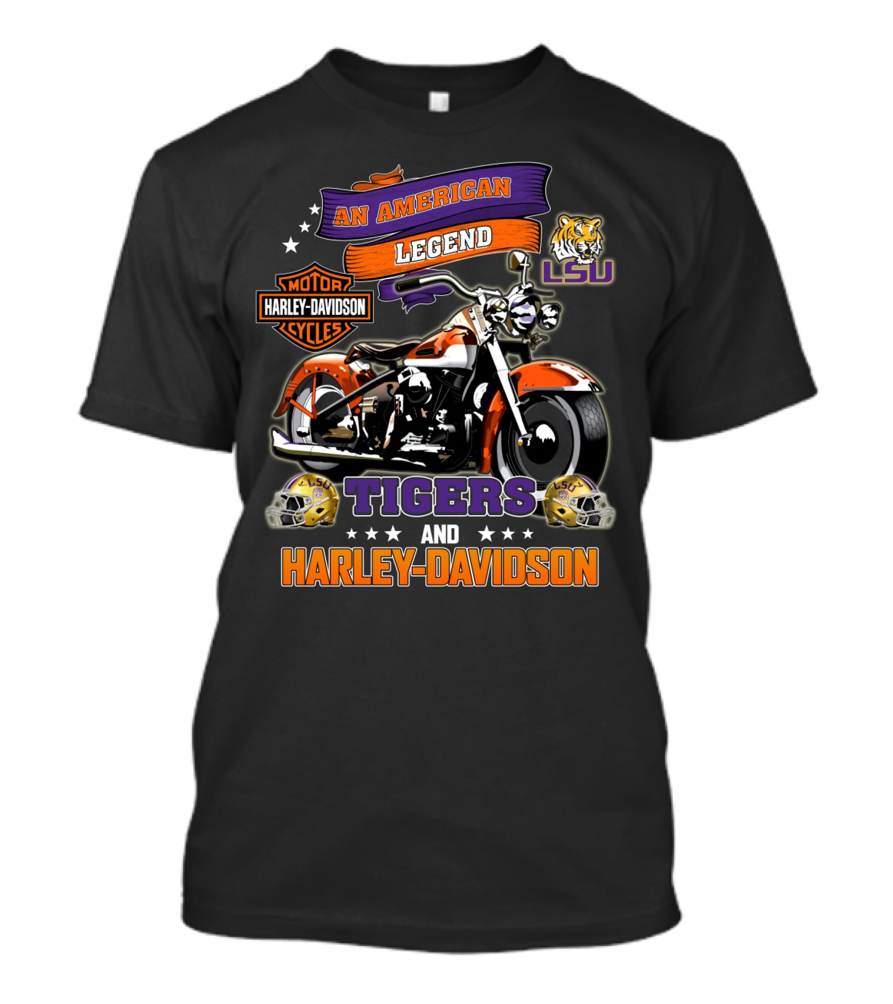 An American Legend Lsu Tigers And Harley Davidson Motorcycles T-Shirt