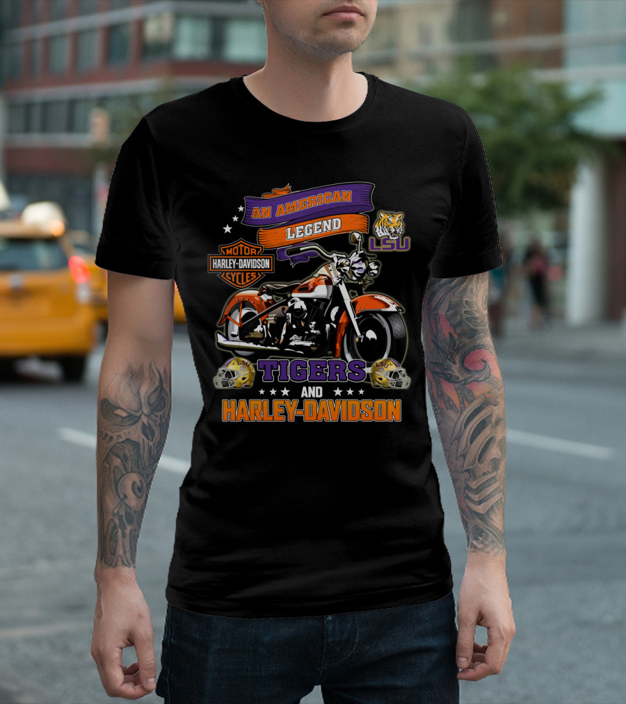 An American Legend Lsu Tigers And Harley Davidson Motorcycles T-Shirt