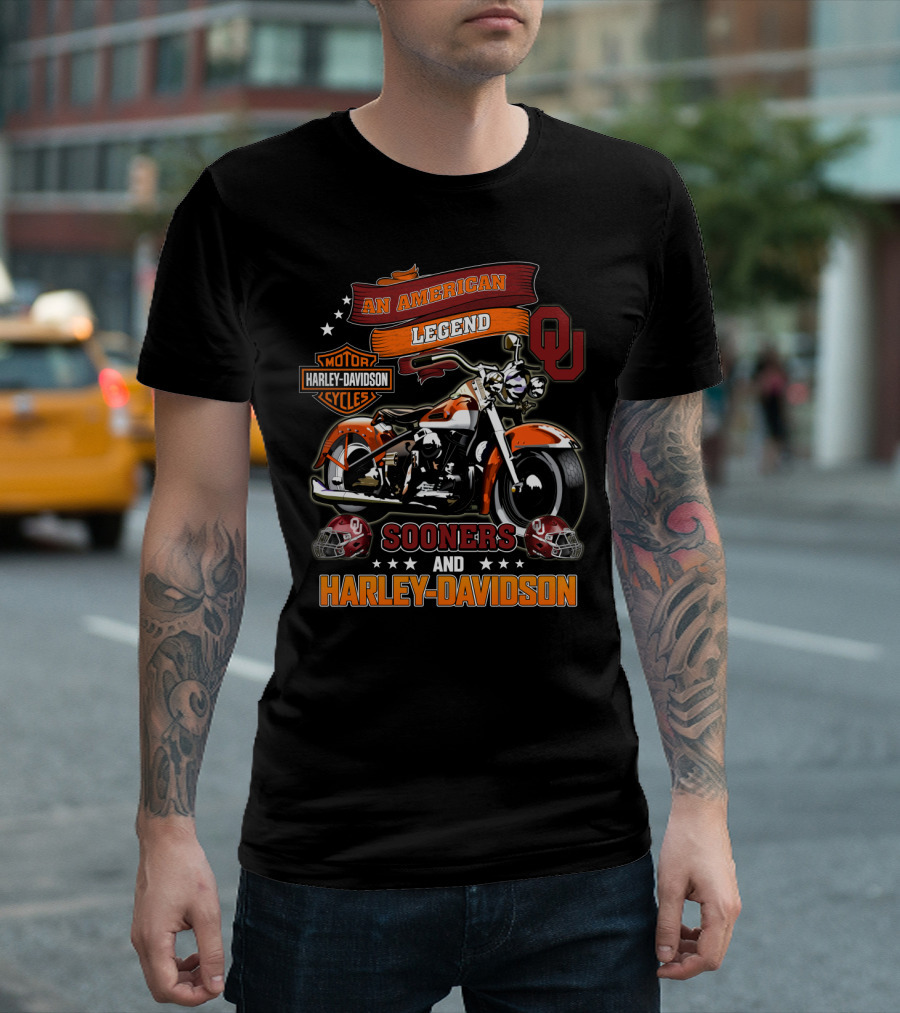 An American Legend Oklahoma Sooners And Harley Davidson Motorcycles T-Shirt