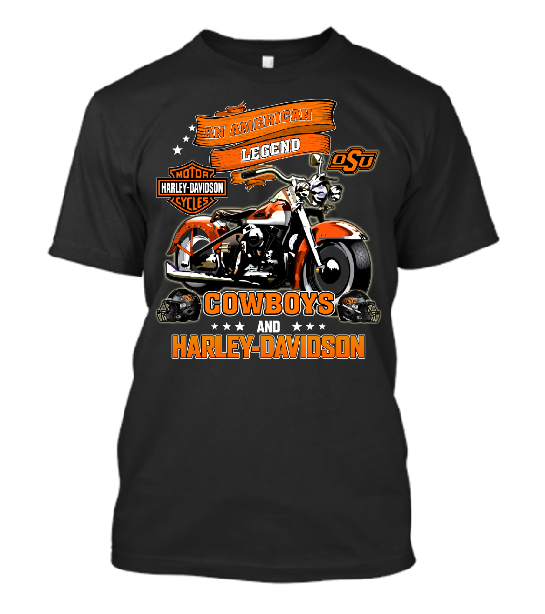 An American Legend Oklahoma State Cowboys And Harley Davidson Osu Motor Cycles T-Shirt